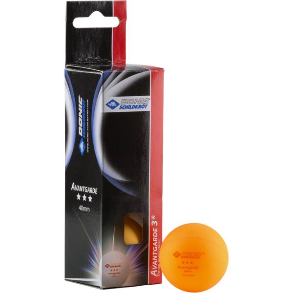Donic-Schildkröt Tischtennisball 3-Stern Avantgarde,  Poly 40+ Qualität, 3 Stk. im Karton, orange, 608338 001 -